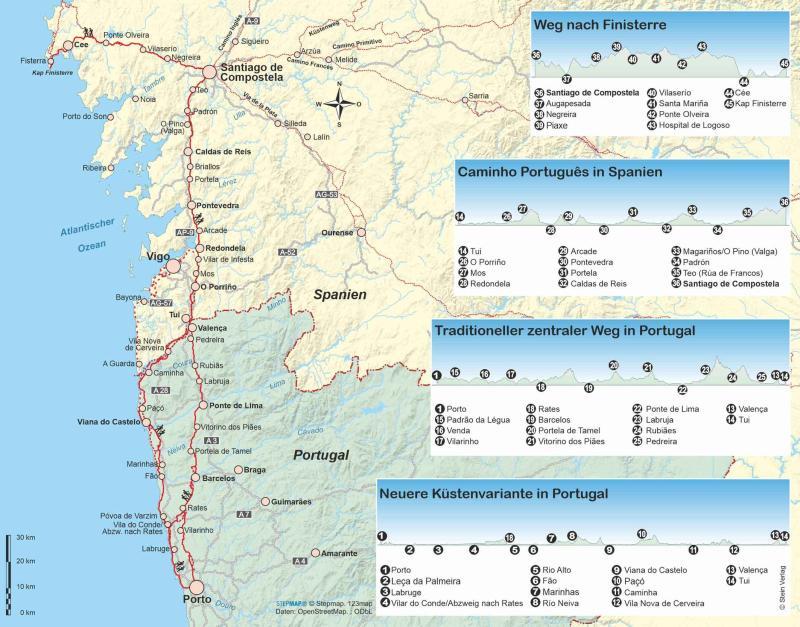 Wanderführer Portugal Spanien: Jakobsweg Caminho Português - Fernwanderweg