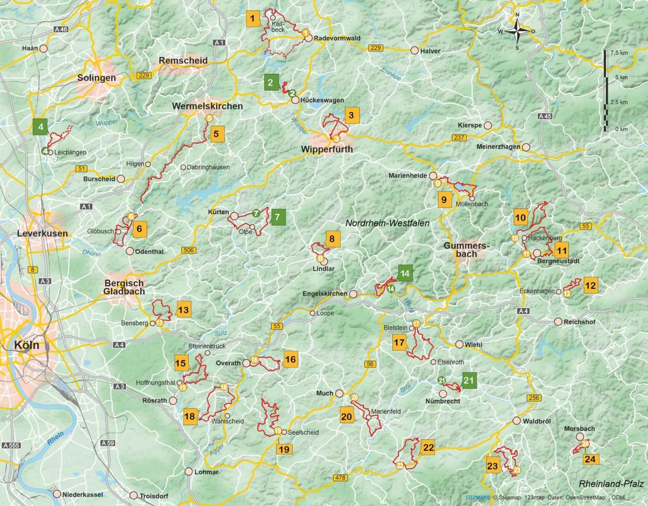 Wanderführer Bergisches Land - 24 Tageswanderungen