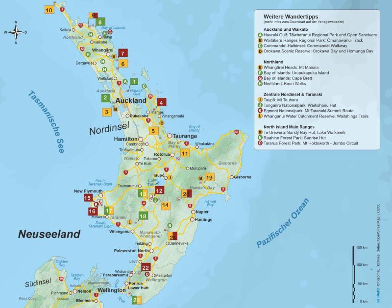 Wanderführer Neuseeland Nordinsel - 23 Tageswanderungen