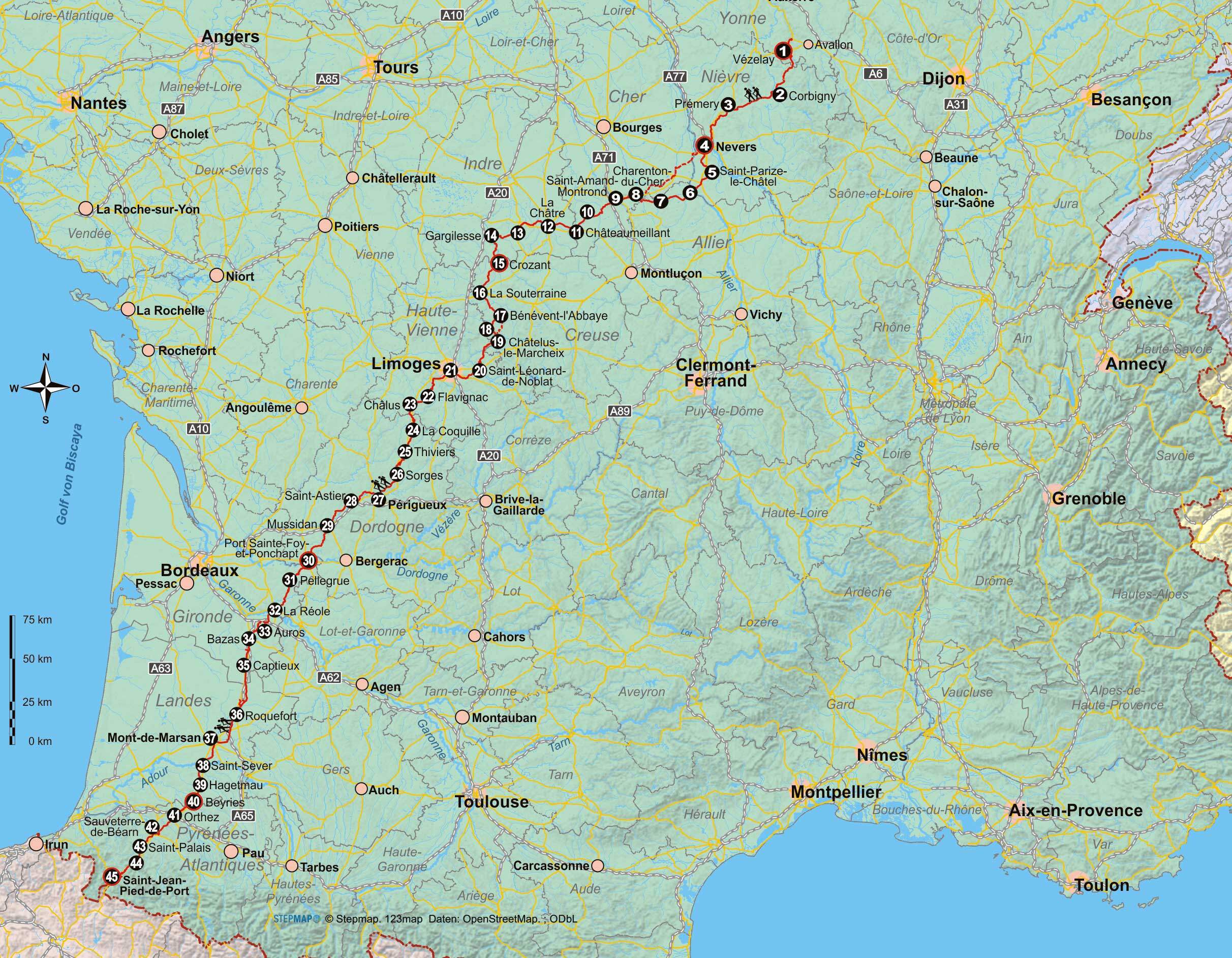 Wanderführer Frankreich: Jakobsweg Via Lemovicensis - Fernwanderweg