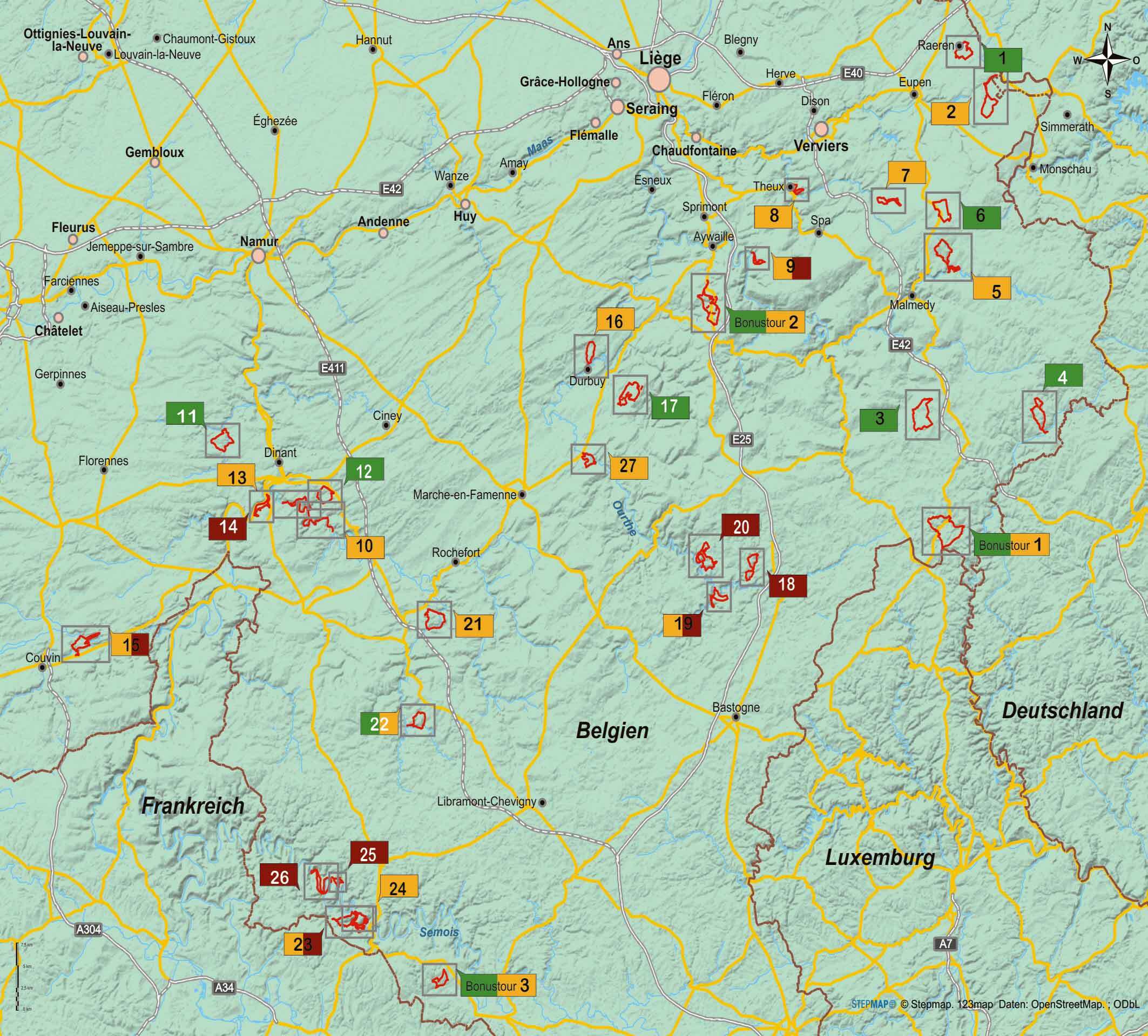 Wanderführer Belgische Ardennen - 27 Tageswanderungen