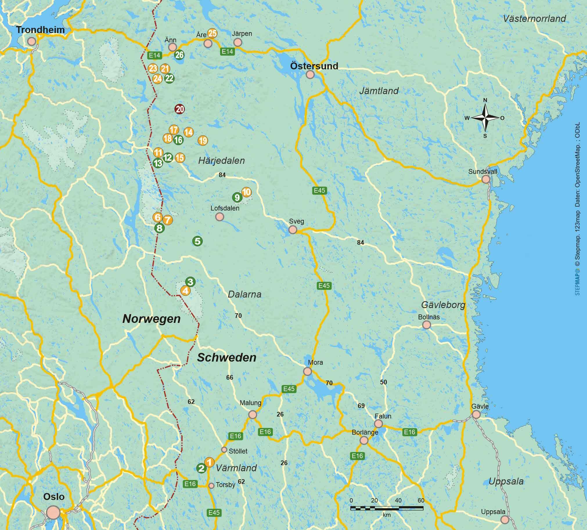 Wanderführer Mittelschweden - 26 kurze Tageswanderungen
