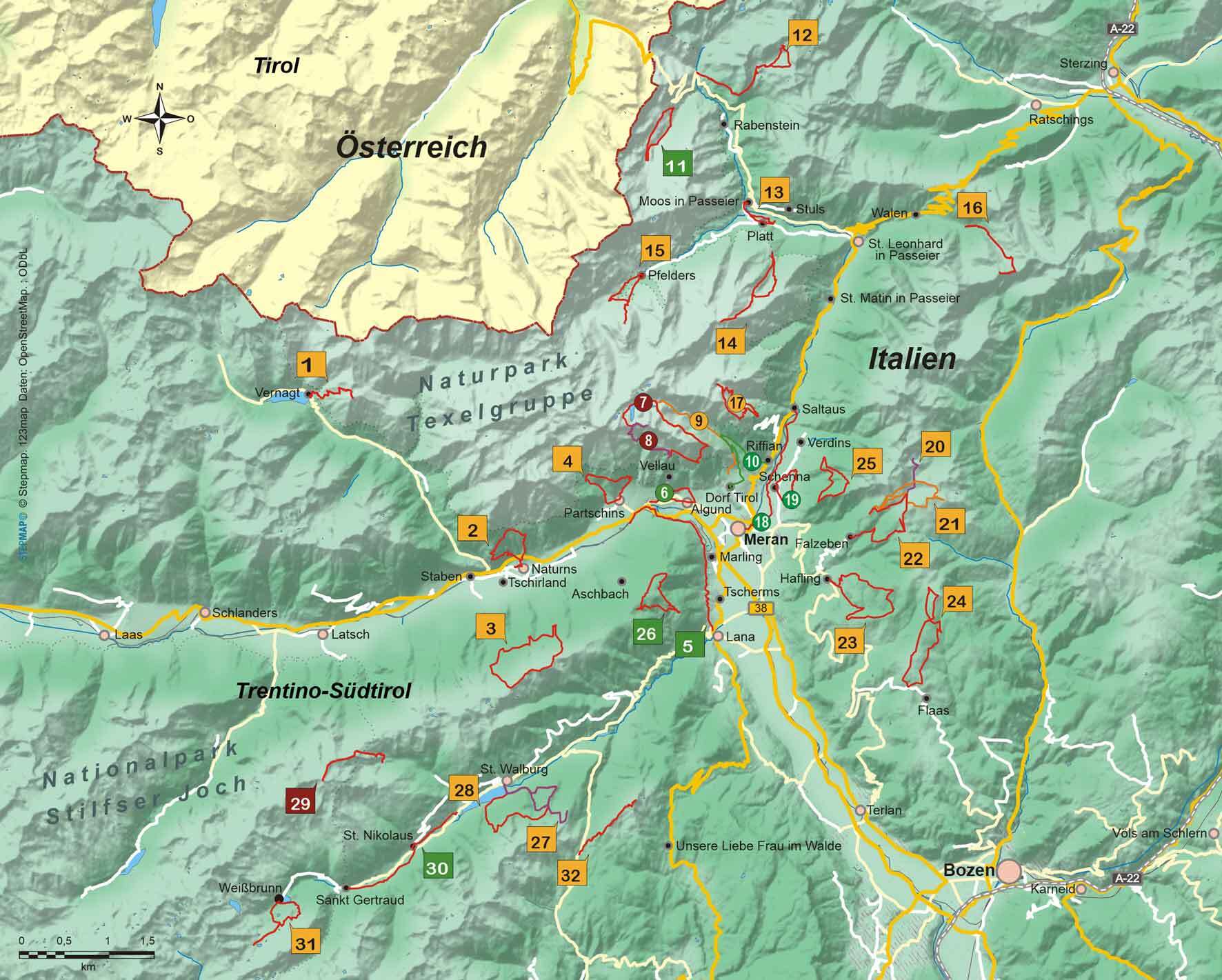Meraner Land 30 Wanderungen zwischen Weinbergen und hohen Gipfeln